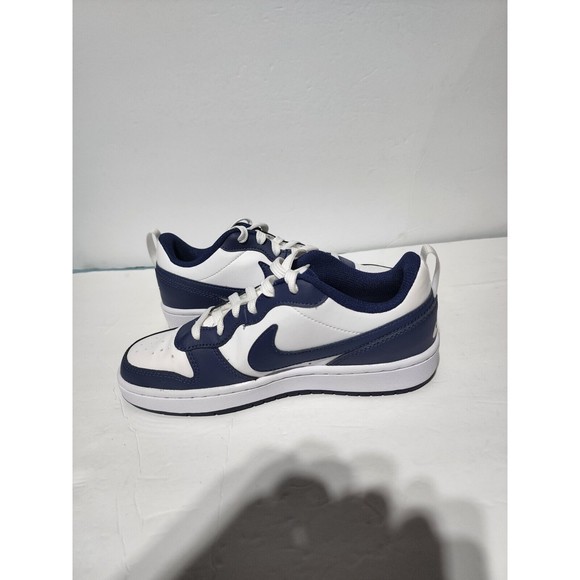 New Nike Court Borough Low 2 (GS) White/Navy Sz 5Y Wmns 6.5 BQ5448 107 main image 7
